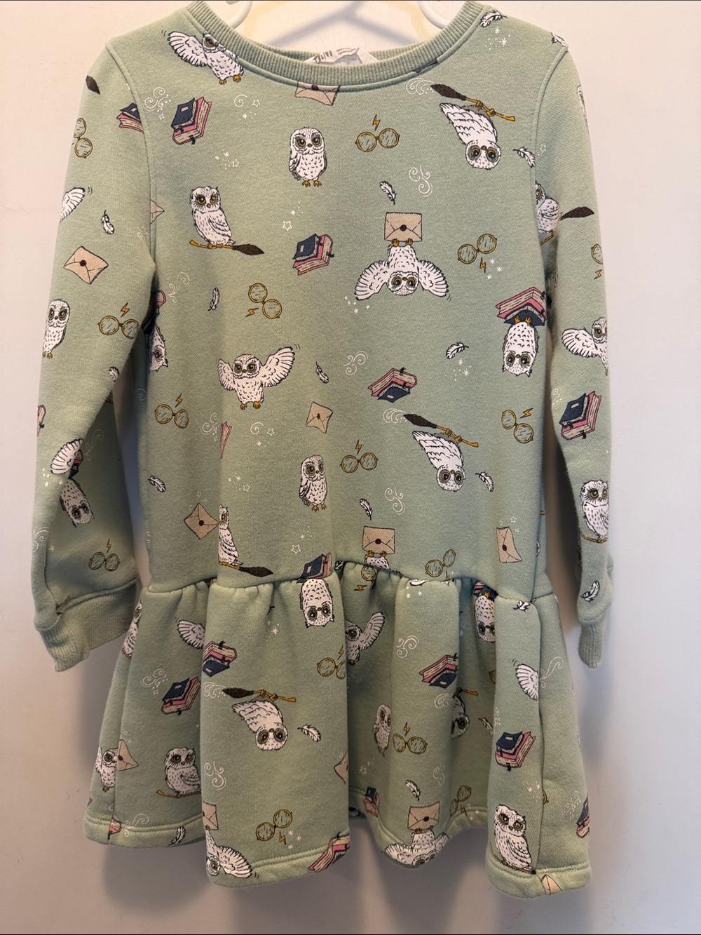 H&M Sage Green Harry Potter Owl 🦉 Print Sweatshirt Dress